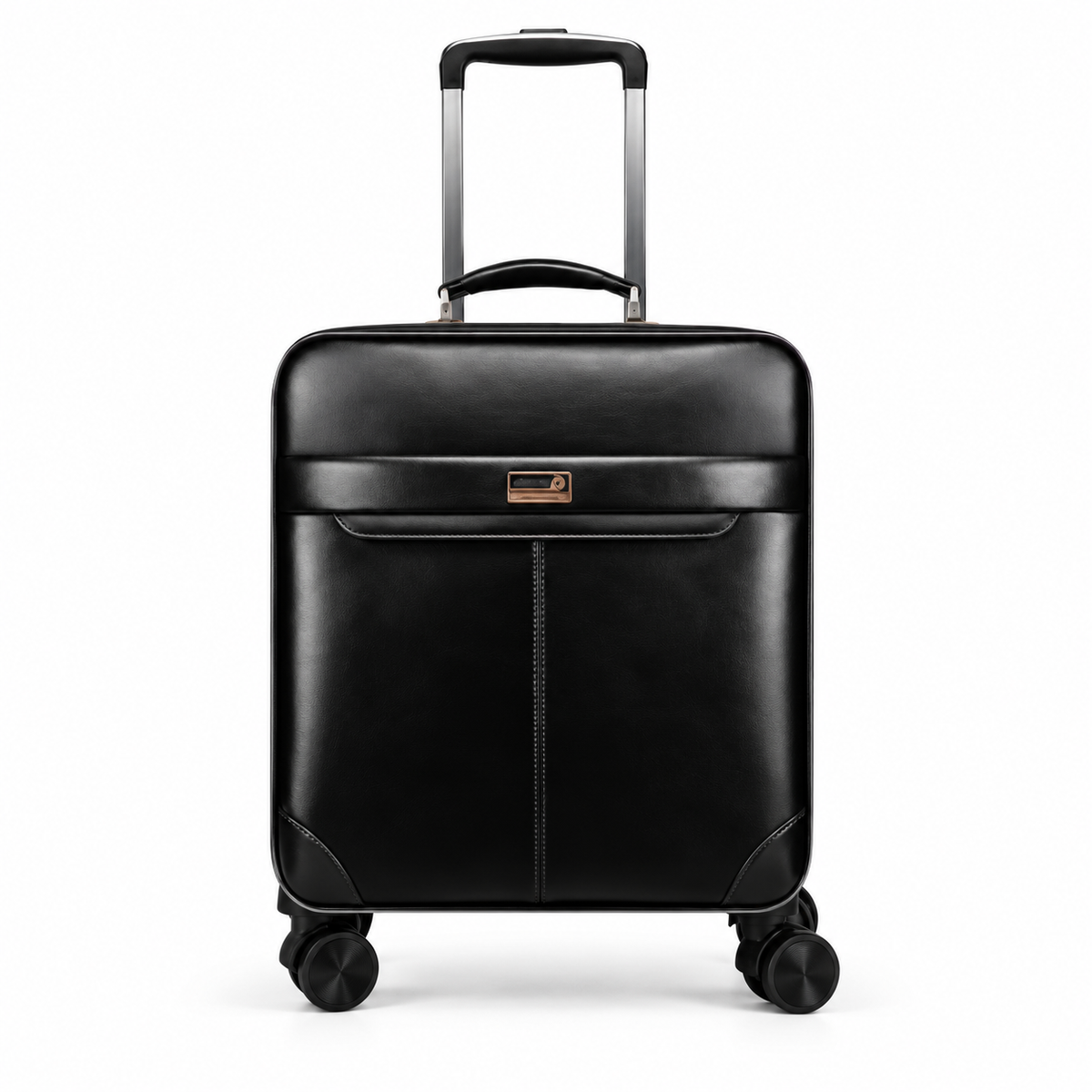Classic Black Leather Business Trolley Bag