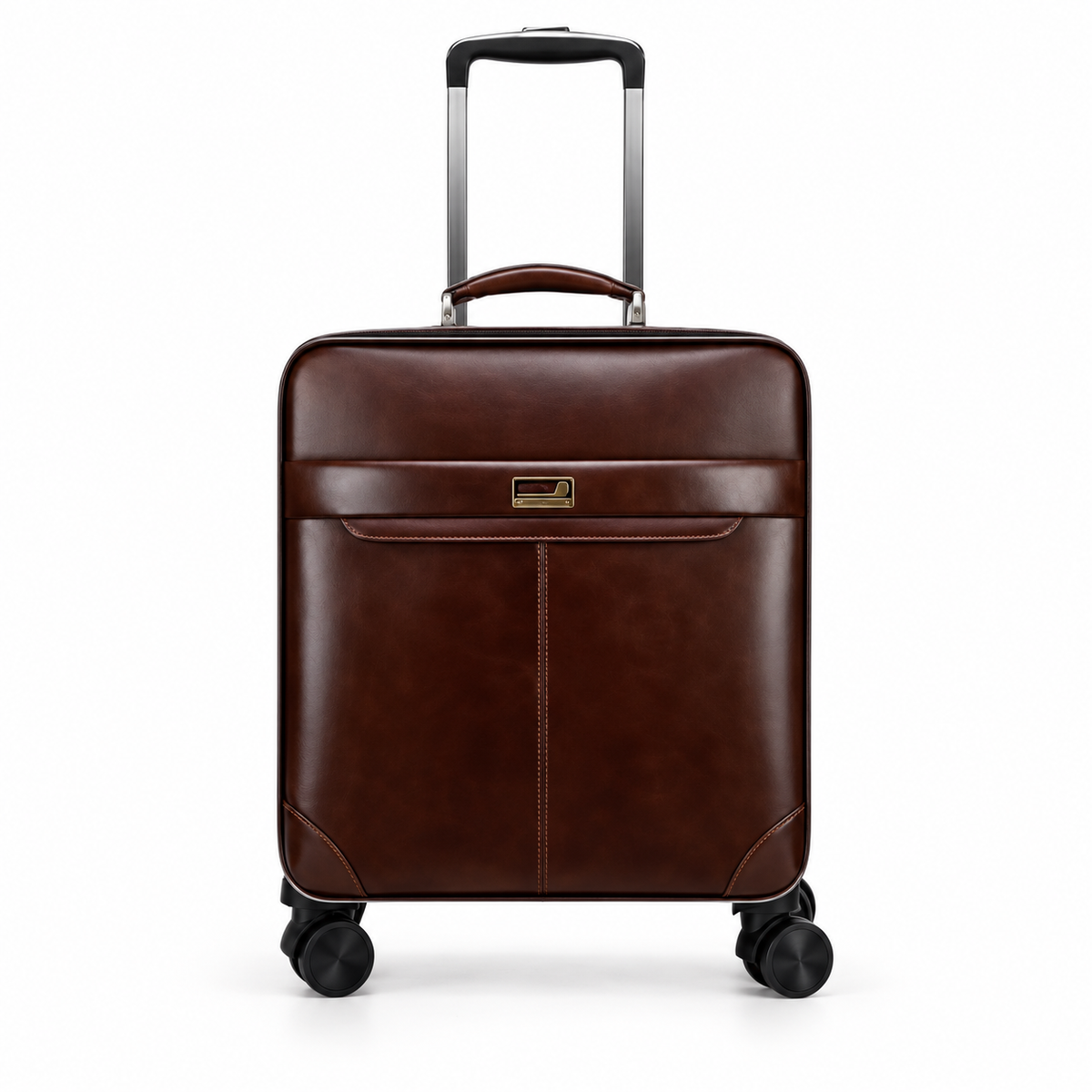 Classic Coffee Leather Trolley With Handle
