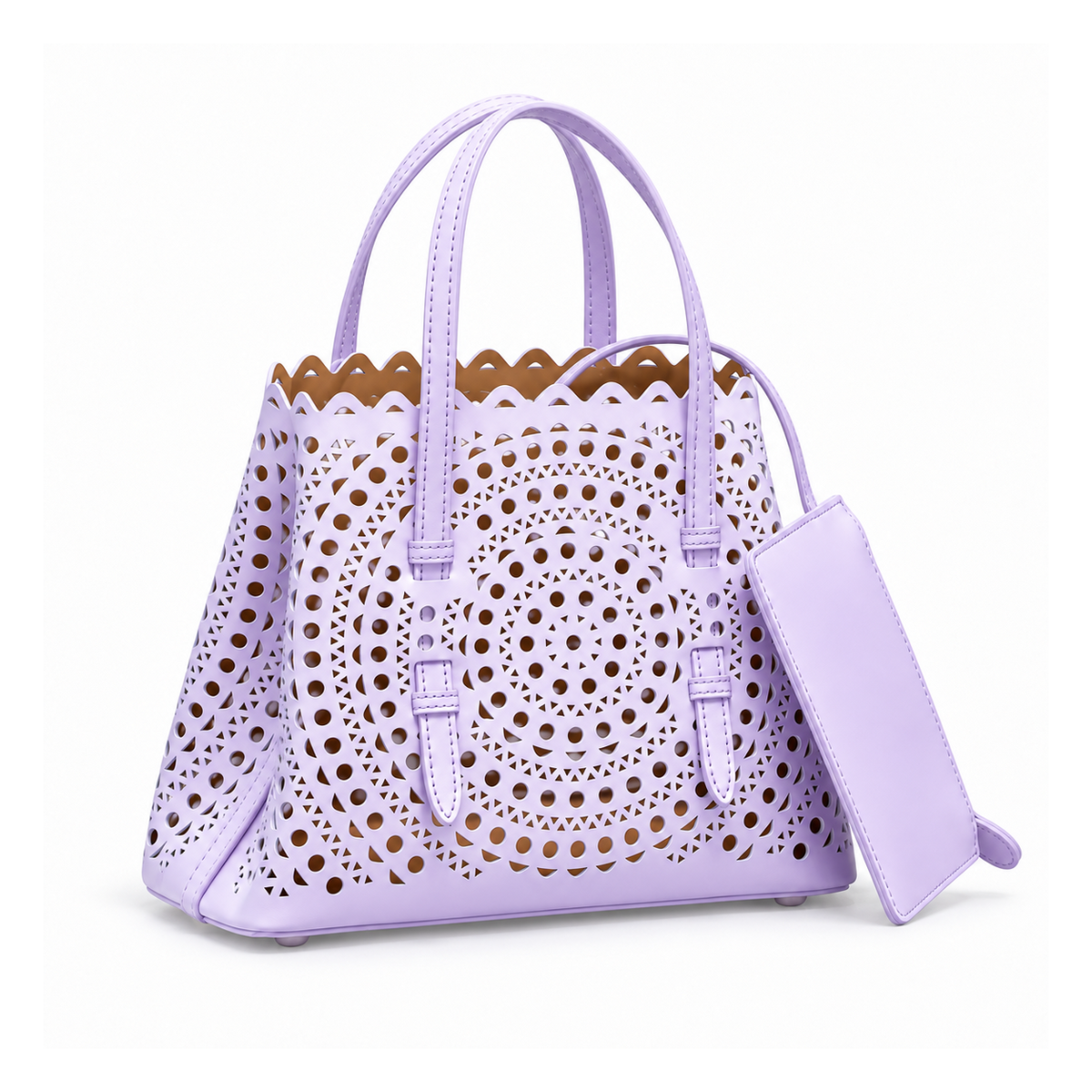 Elegant Lavender Laser Cut Tote Handbag