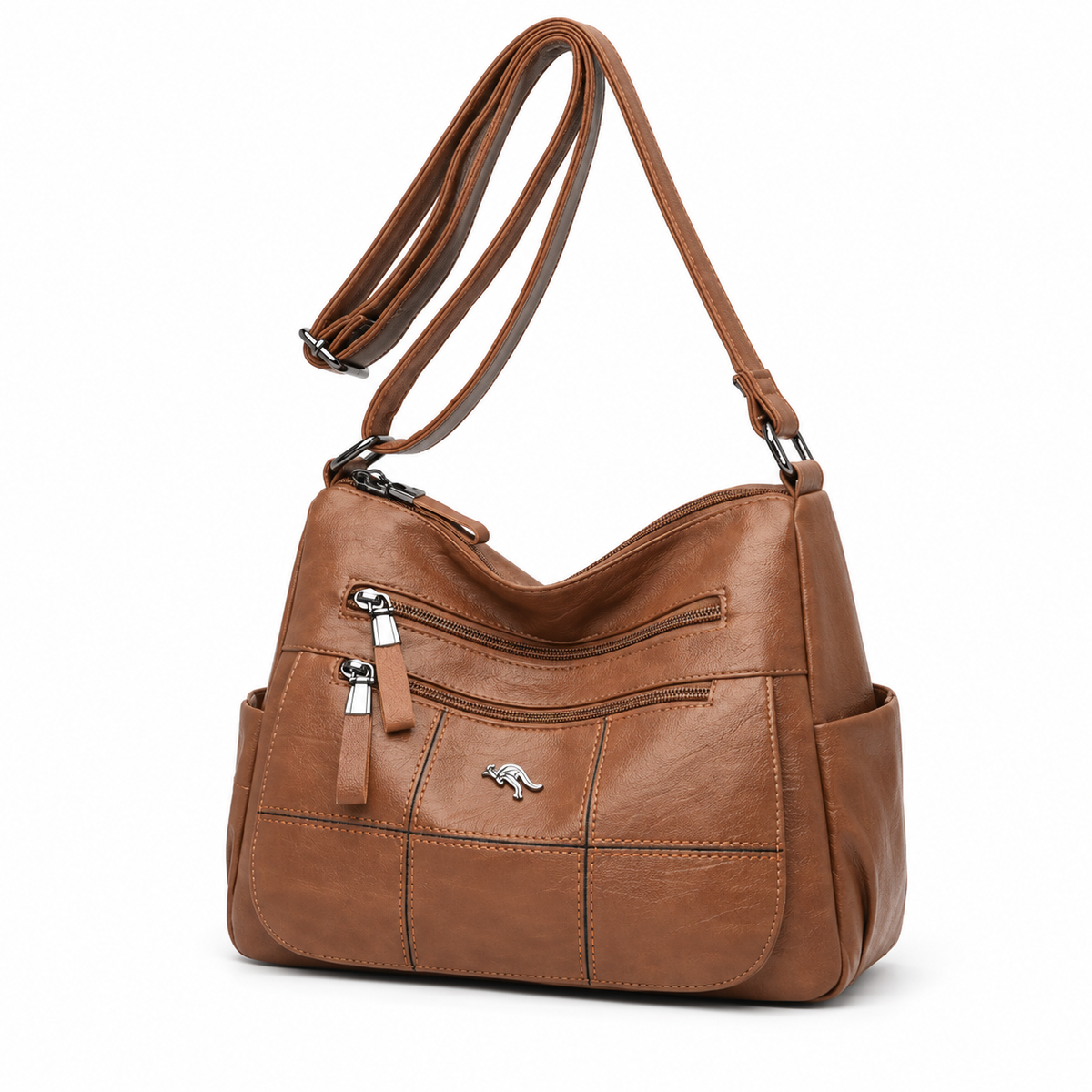 Brown Multi Pocket Adjustable Crossbody Bag