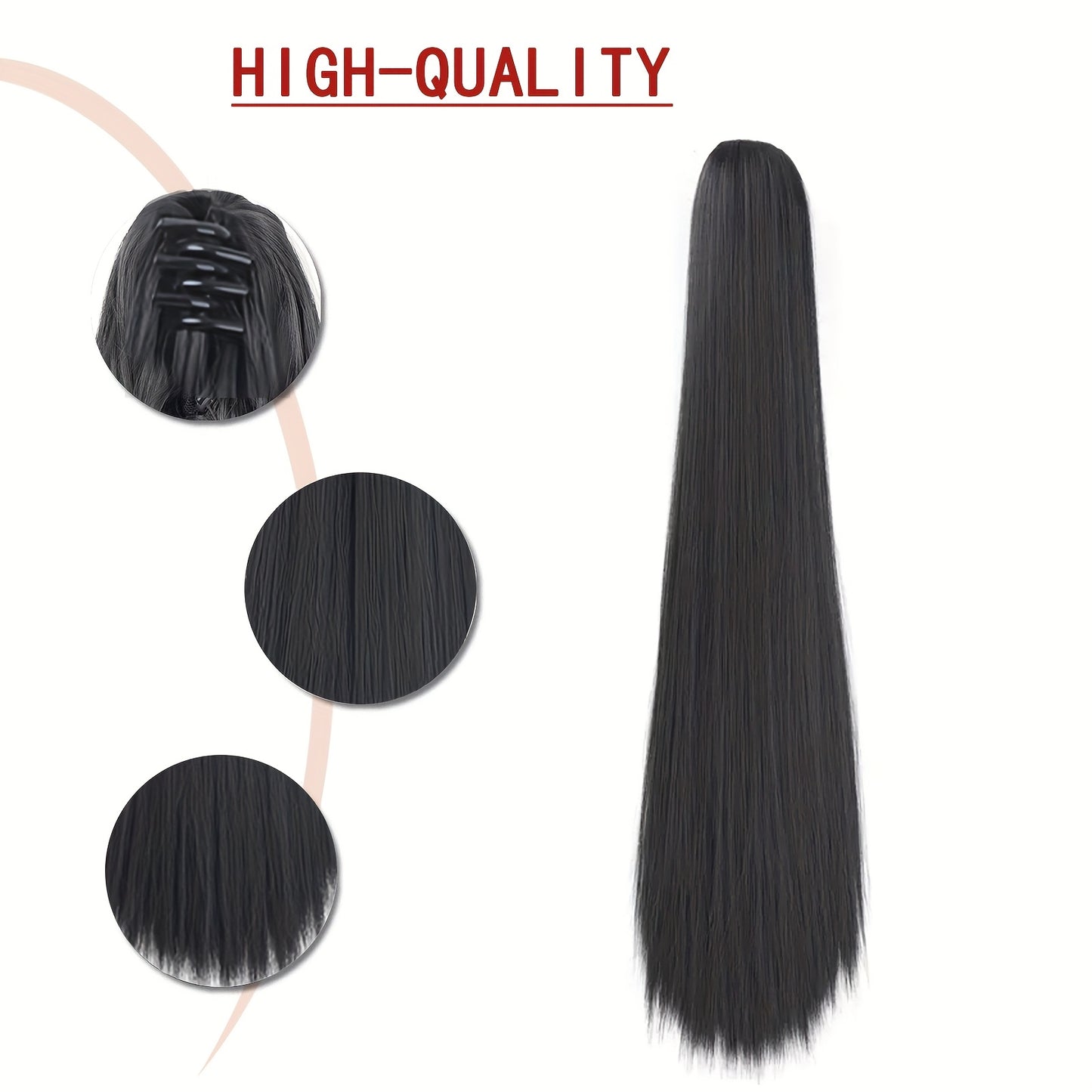 Synthetic Ponytail Extensions with a Long, Straight Design, Perfect for Women Seeking an Elegant Look for Everyday Hair Accessories.