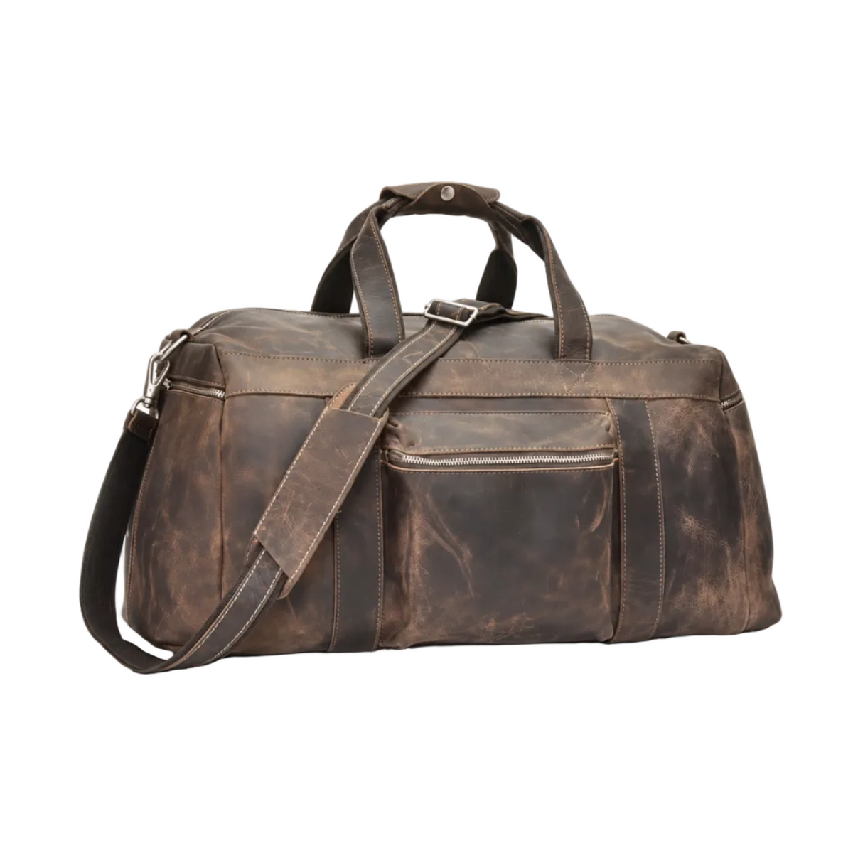 Vintage Coffee Brown Overnight Duffel Bag