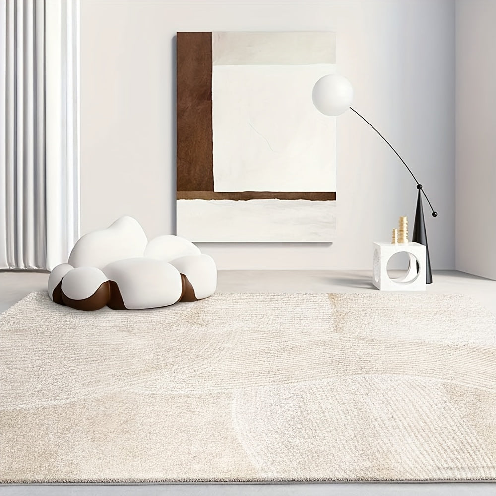Velvet/850g/m² Velvet Nordic Style for Entryway, Backyard, and Sofa - Warm Cream Tone with a Strong Oceanic Aura. This Rug Brings a Mediterranean Feel to Your Home. Machine Washable, Non-slip, and Soft. Suitable for Bedroom,