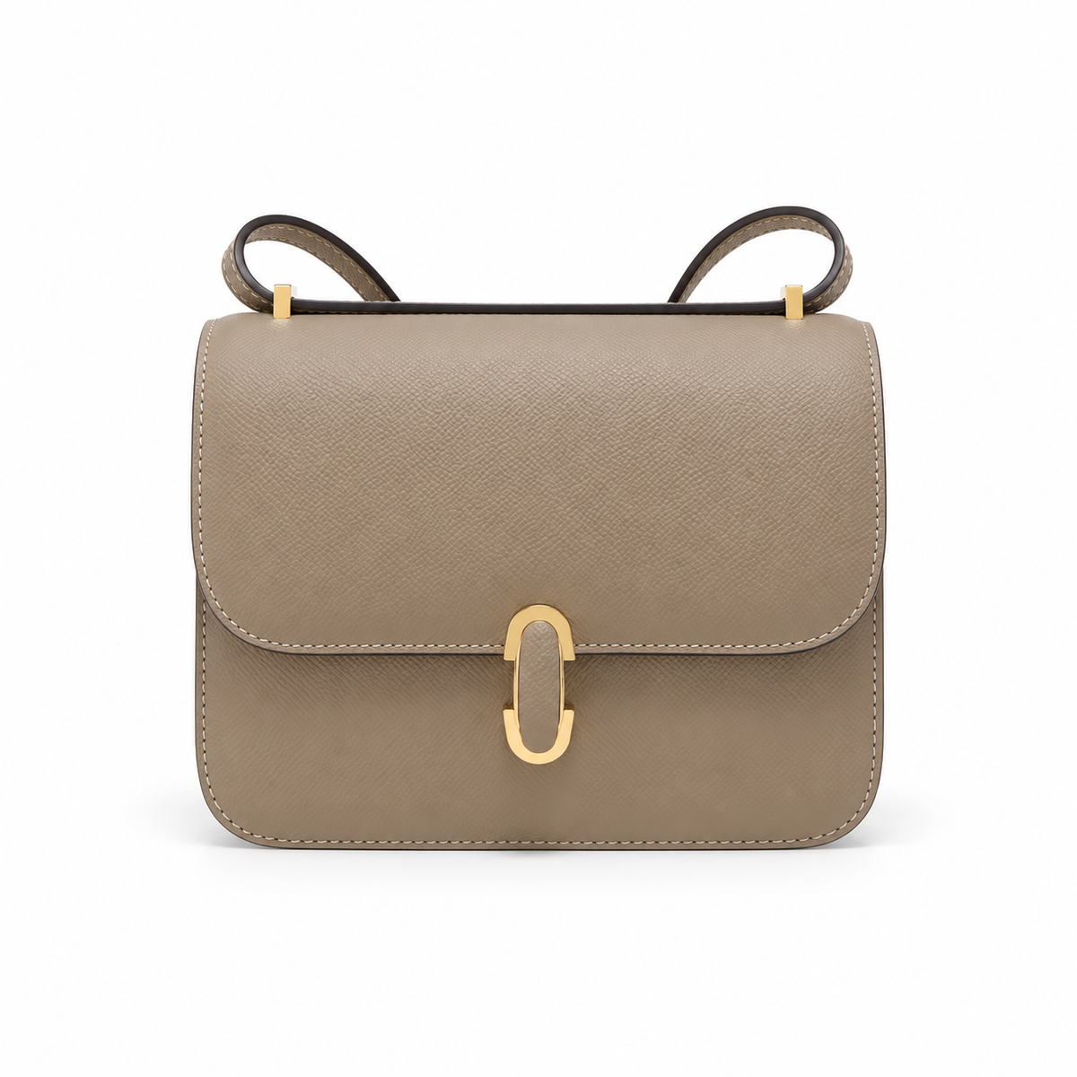 Elegant Khaki Textured Crossbody Shoulder Bag