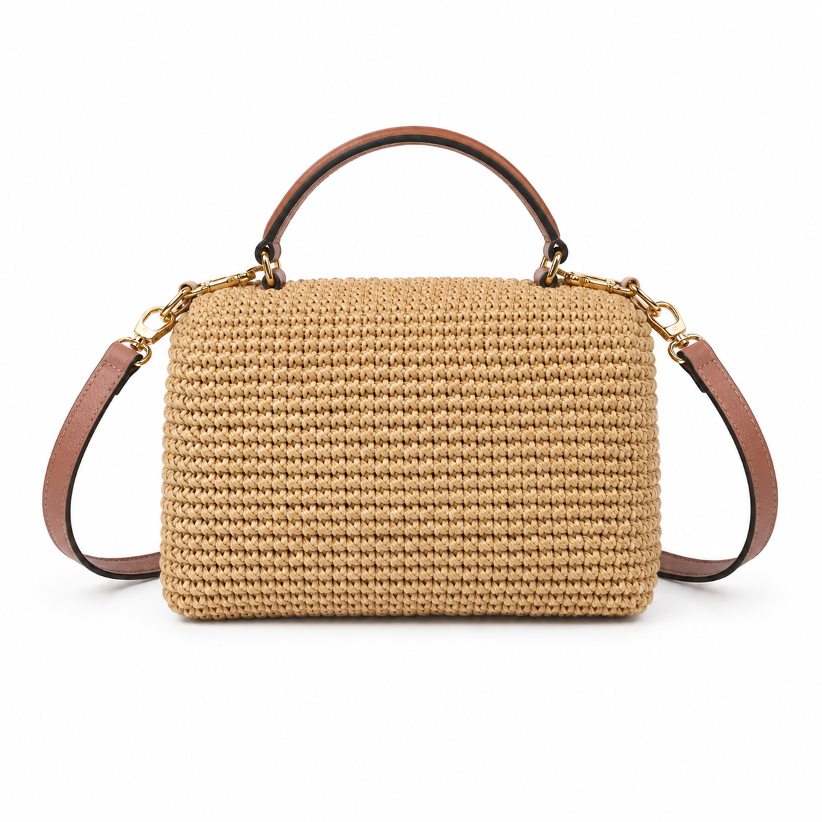 Woven Straw Top Handle Crossbody Handbag
