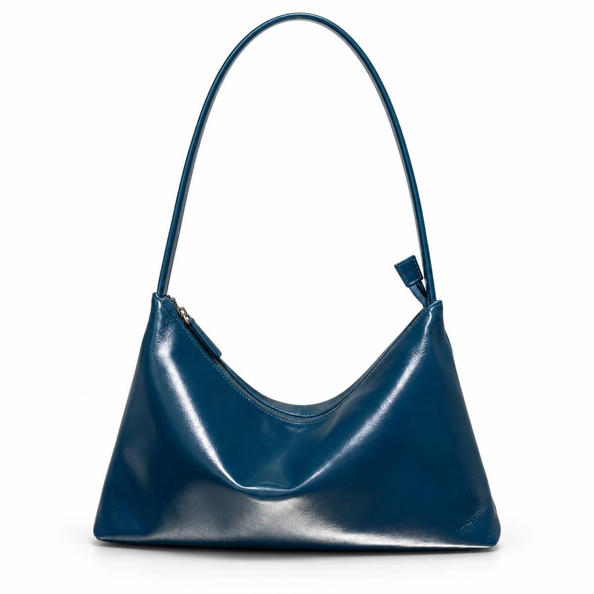 Elegant Navy Blue Glossy Shoulder Bag