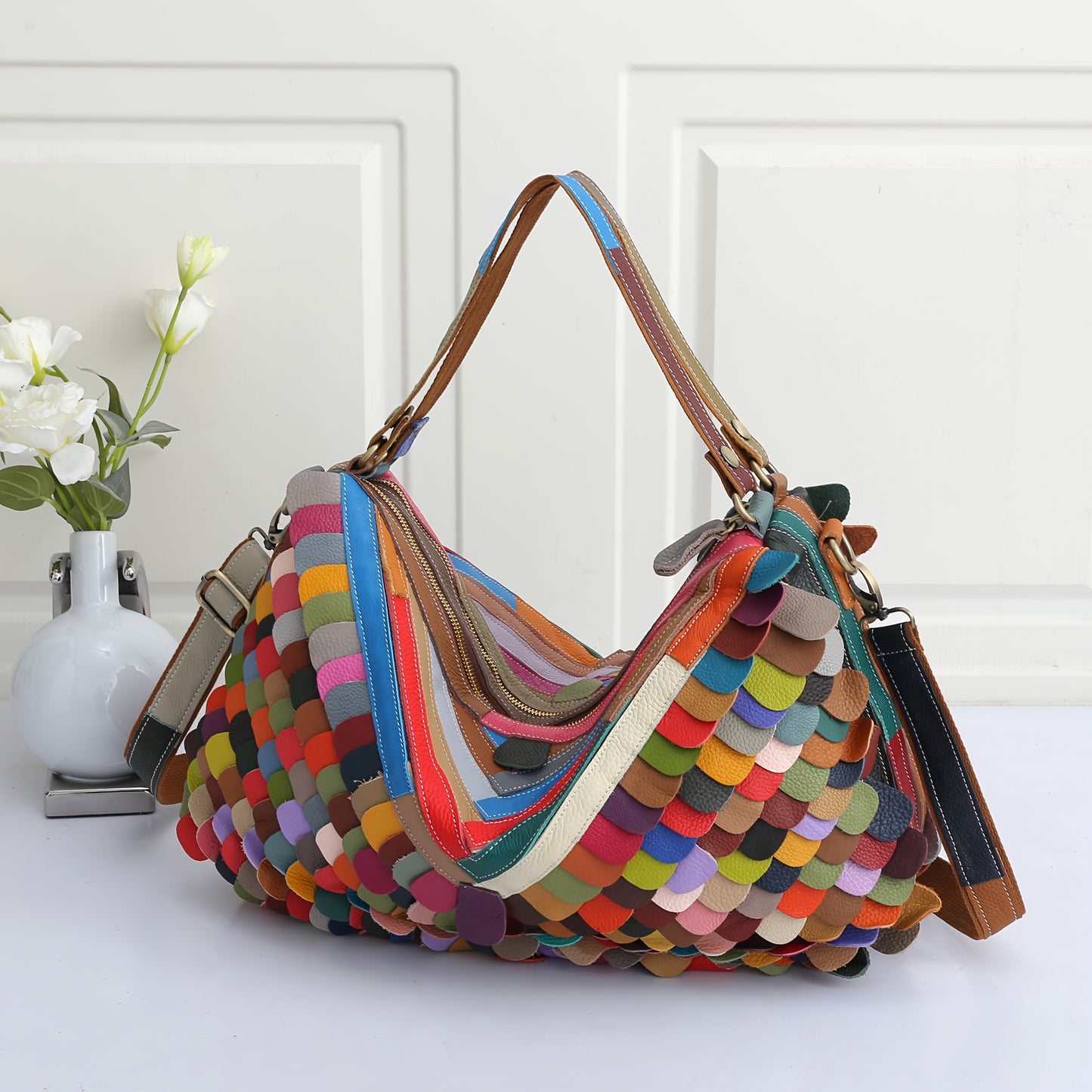Genuine Leather Original Women's Bag 100 Top Layer Cowhide Color Simple One-shoulder Women's Bag Minority Set