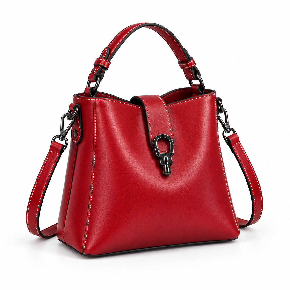 Elegant Red Structured Crossbody Handbag