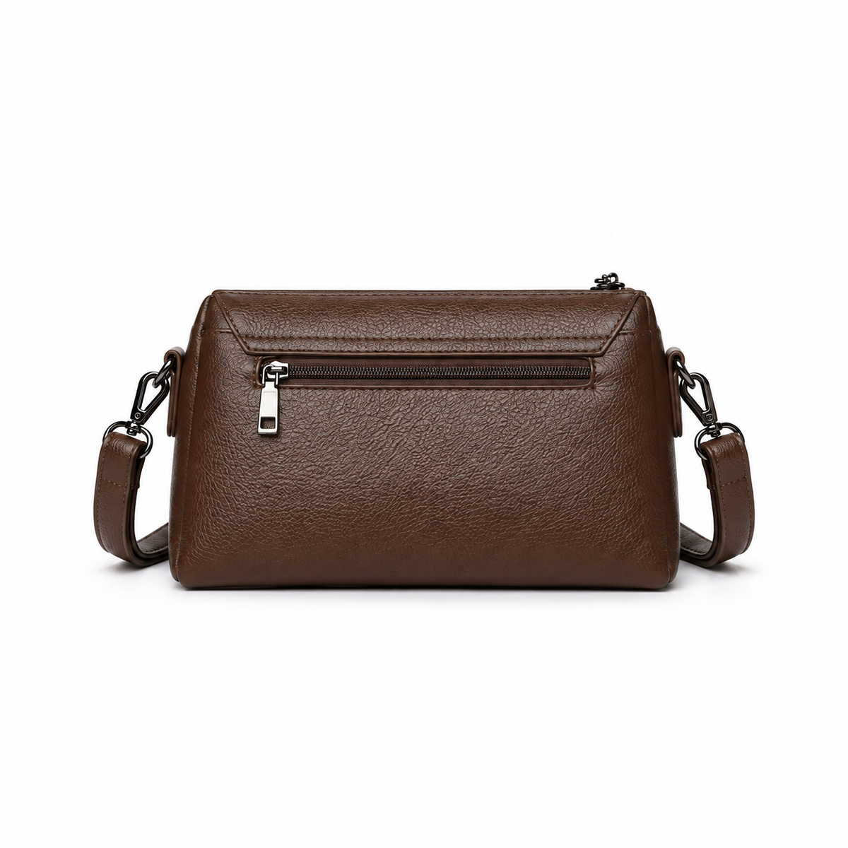 Coffee Brown Pebbled Leather Crossbody Bag