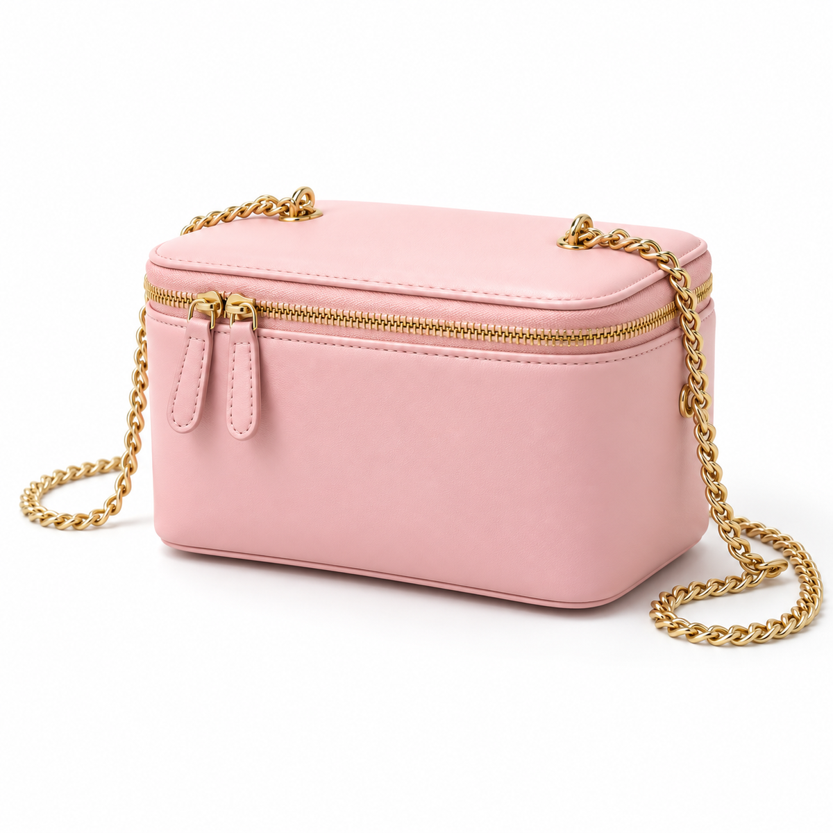 Pink Vegan Leather Chain Crossbody Bag