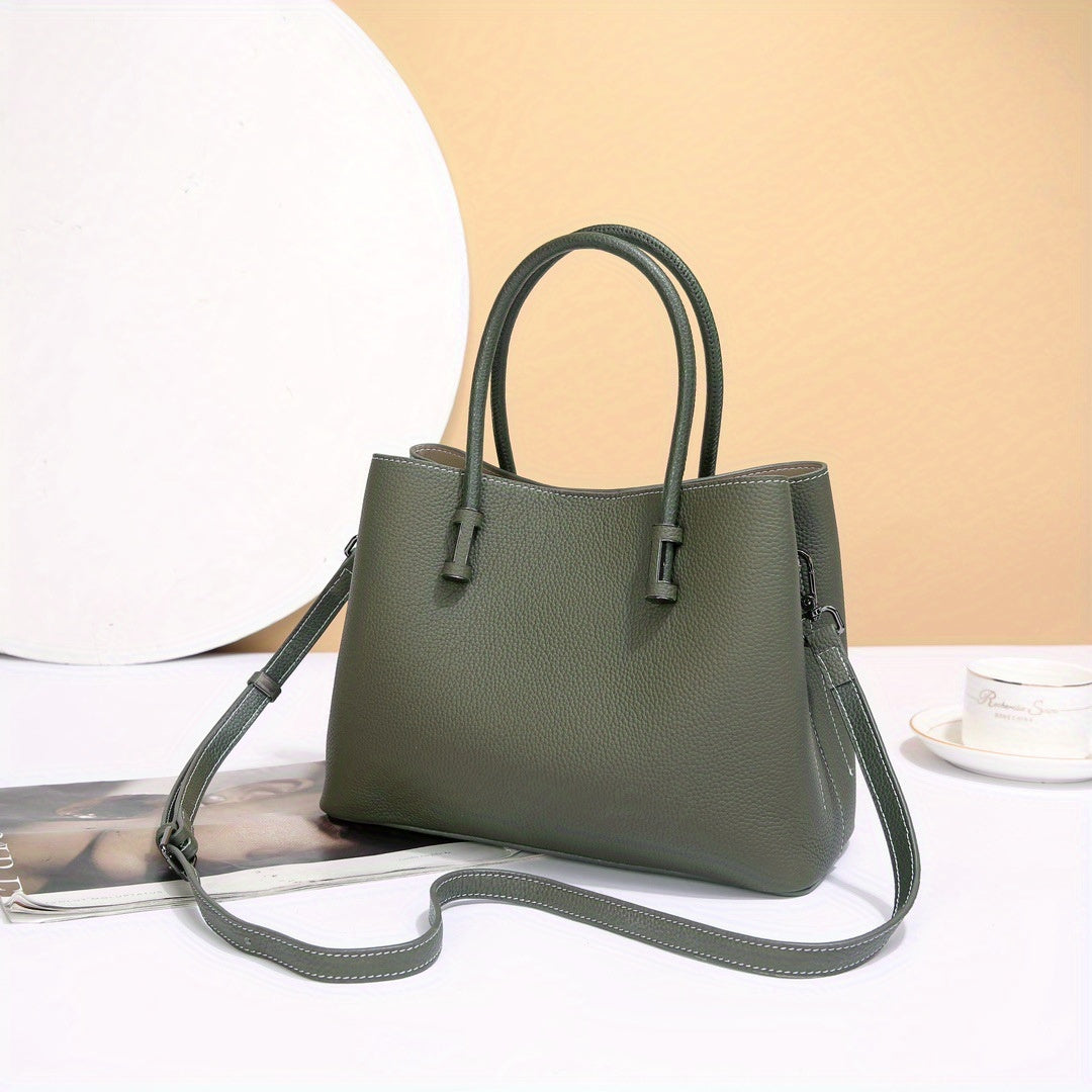 Genuine Leather Women's Tote Bag, Top Layer Cow Genuine Leather Commuting Handbag, Large Capacity Work Bag, Lightweight Durable Women's Bag