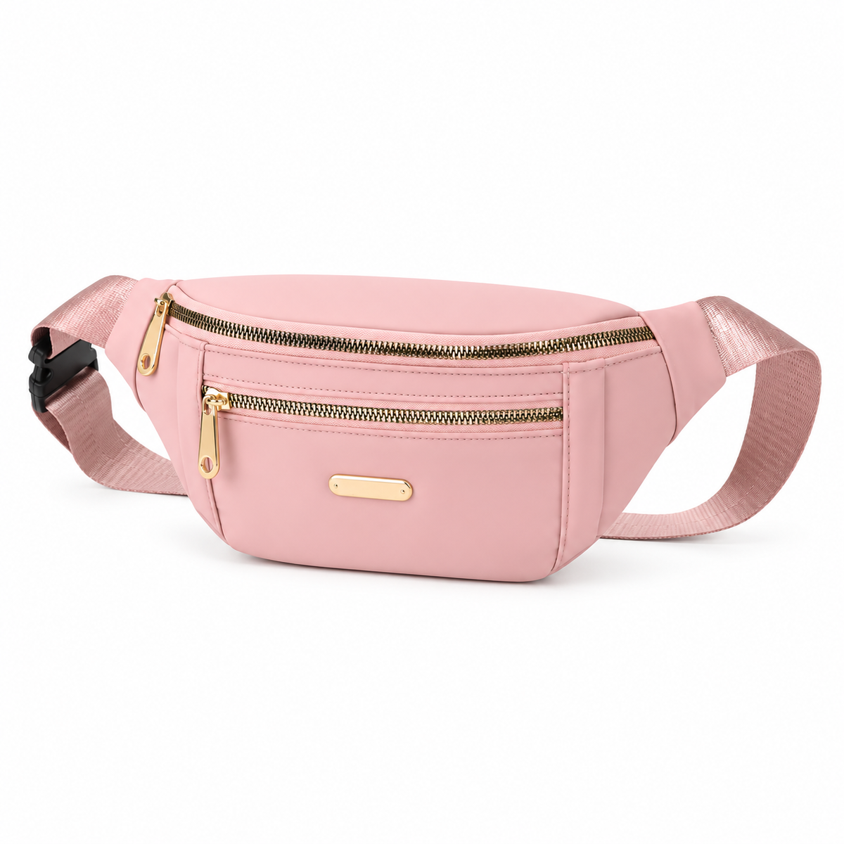 Blush Pink Adjustable Zipper Waist Bag
