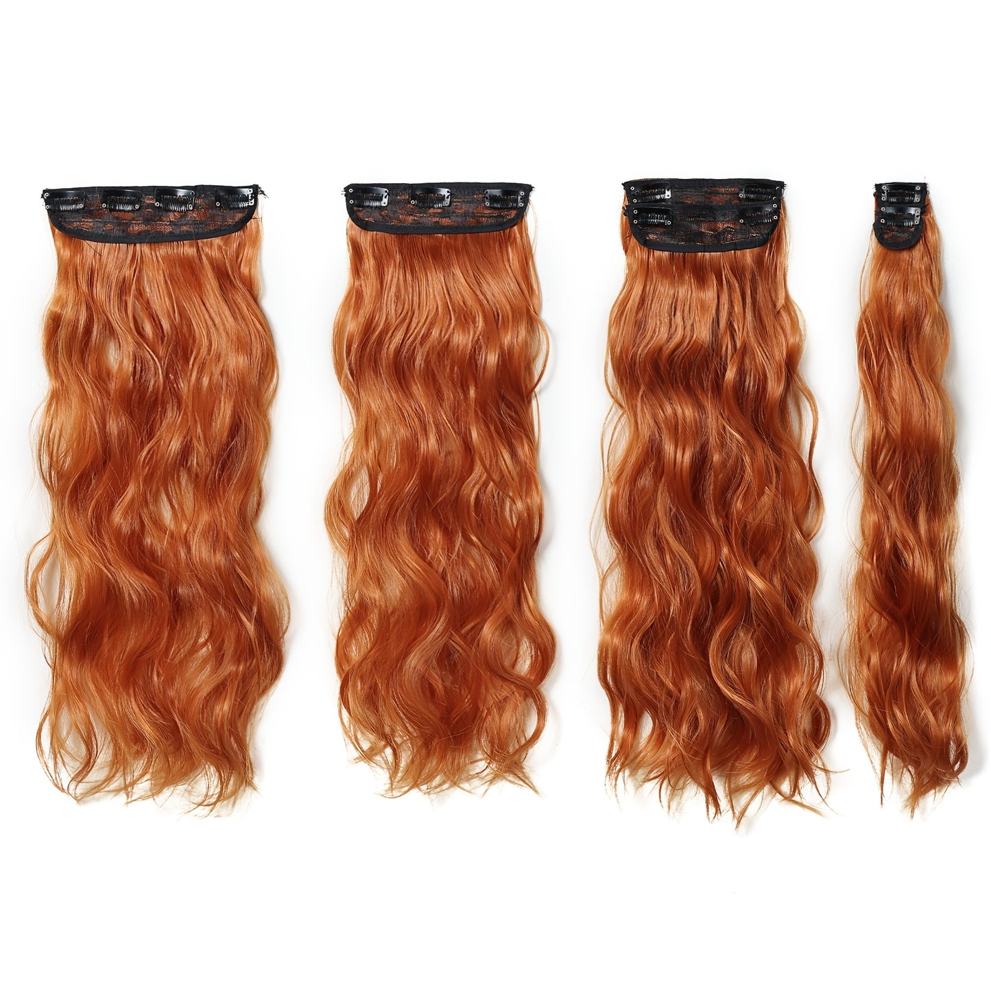A Set of 6pcs of 20-Inch Hair Clips for Women, Featuring Long Wavy Synthetic Hair Made from High-Quality Heat-Resistant Fibers. The Matte End Withstands High Temperatures, And The Multiple Pieces Create a Fuller Look
