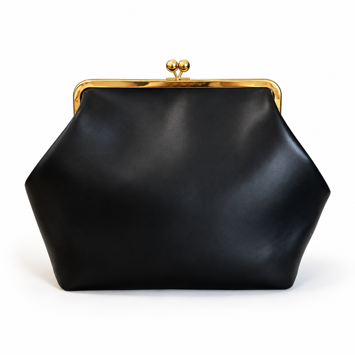 Elegant Black Clutch With Golden Clasp