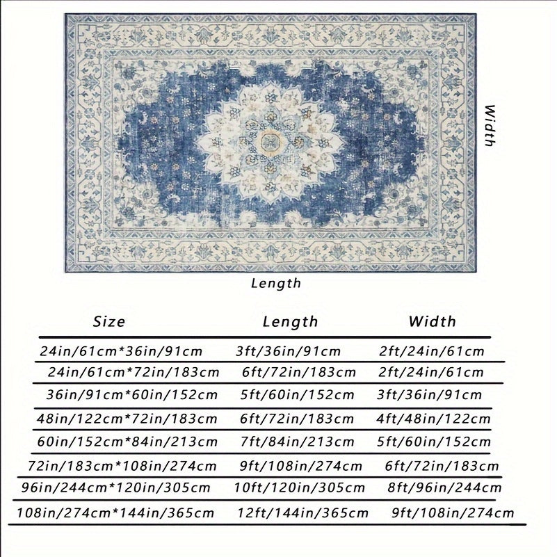 Vintage Floral Print Throw Floor Carpet Small Entrance Rug Washable Living Room Rug Easy Cleaning Rug Stain Resistant Indoor Carpet Non Slip Non Shedding Low Pile Soft Bedroom Rug Folding Rug For Dining Room Office Kitchen