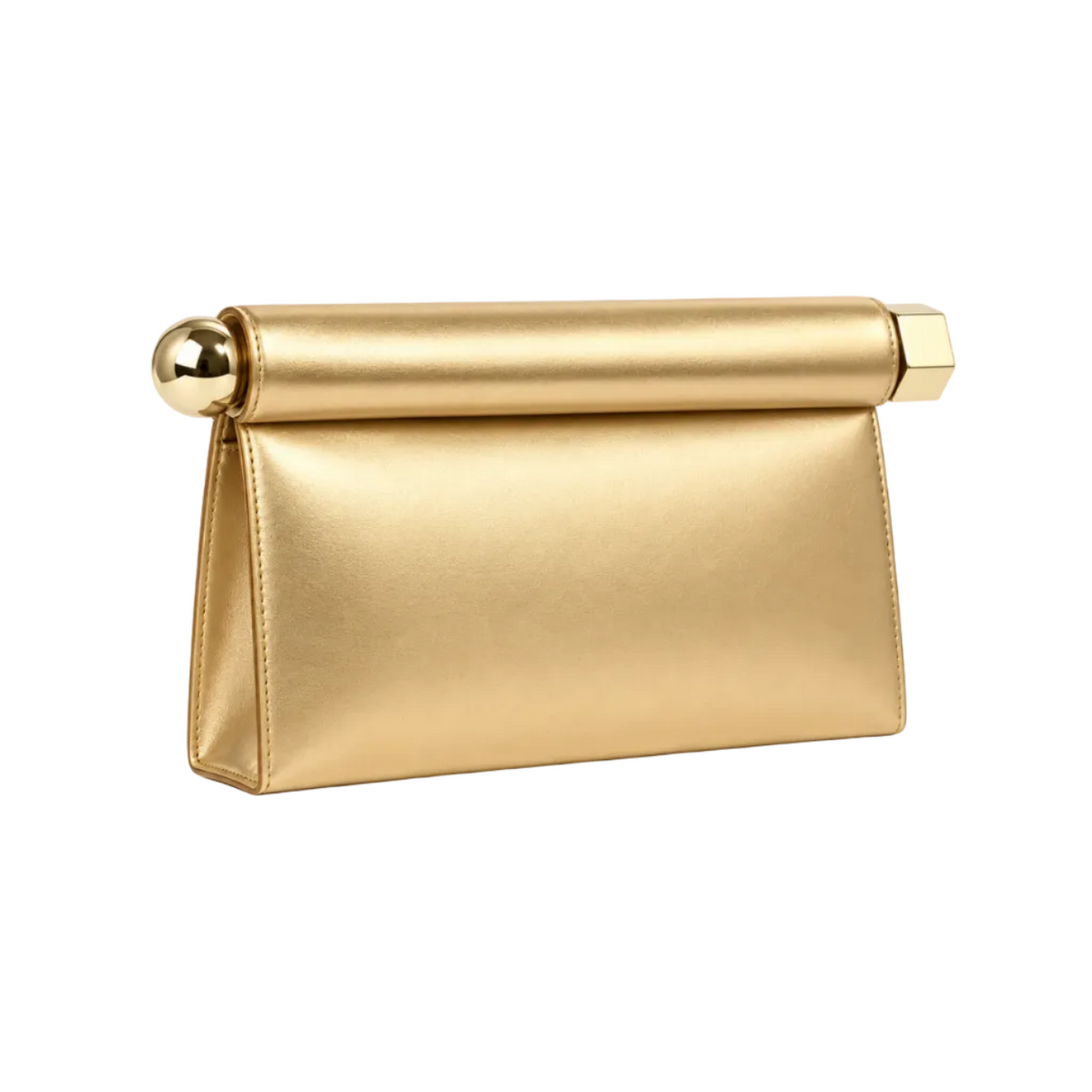 Elegant Gold Leather Evening Clutch Bag