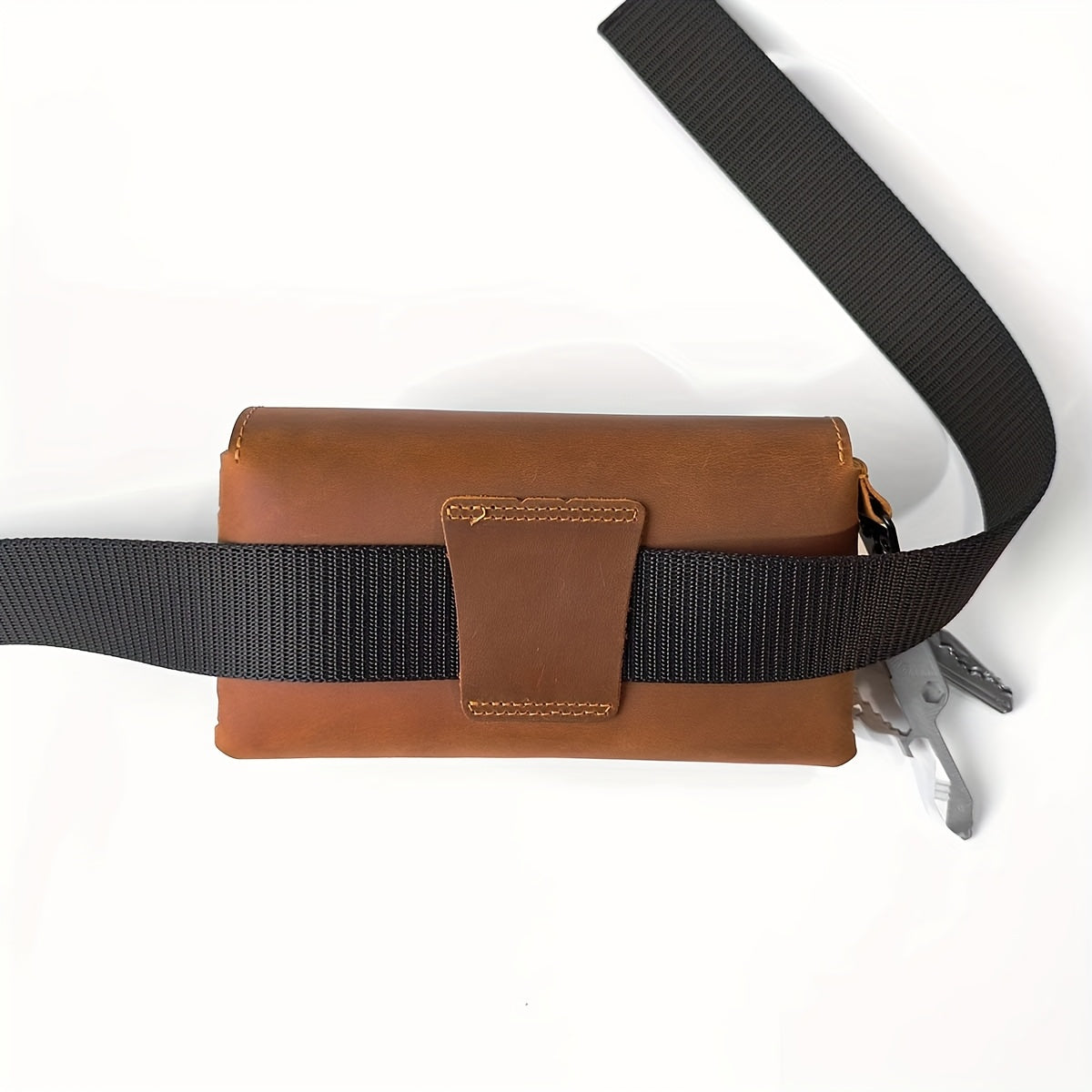 Men's Genuine Leather Belt Bag, Stylish And Simple Mobile Phone Bag, Suitable For Hiking, Camping, Outdoor Commuting, Multifunctional Waist Bag