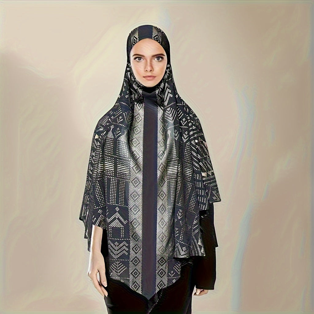 A Luxurious Women's Scarf in a Stylish Retro Elegant Design, Featuring Cold-Resistant And Warm Properties, Made of Pearl Chiffon with No Elasticity, Suitable for Muslim Khimar Hijab/Abaya.