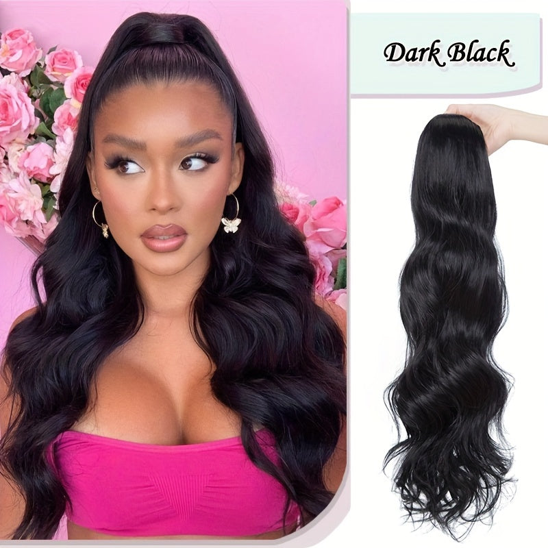 Long Curly Wavy Hair Piece Synthetic Pony Tail Extensions For Women Highlight Balayage