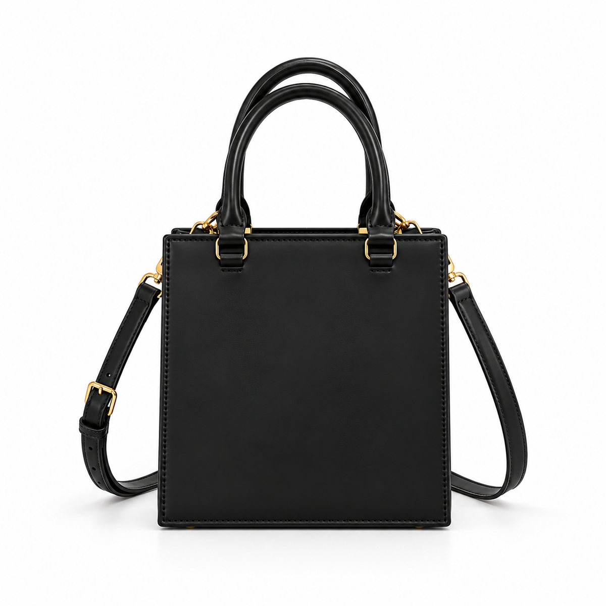 Black Artistic Face Structured Tote Handbag
