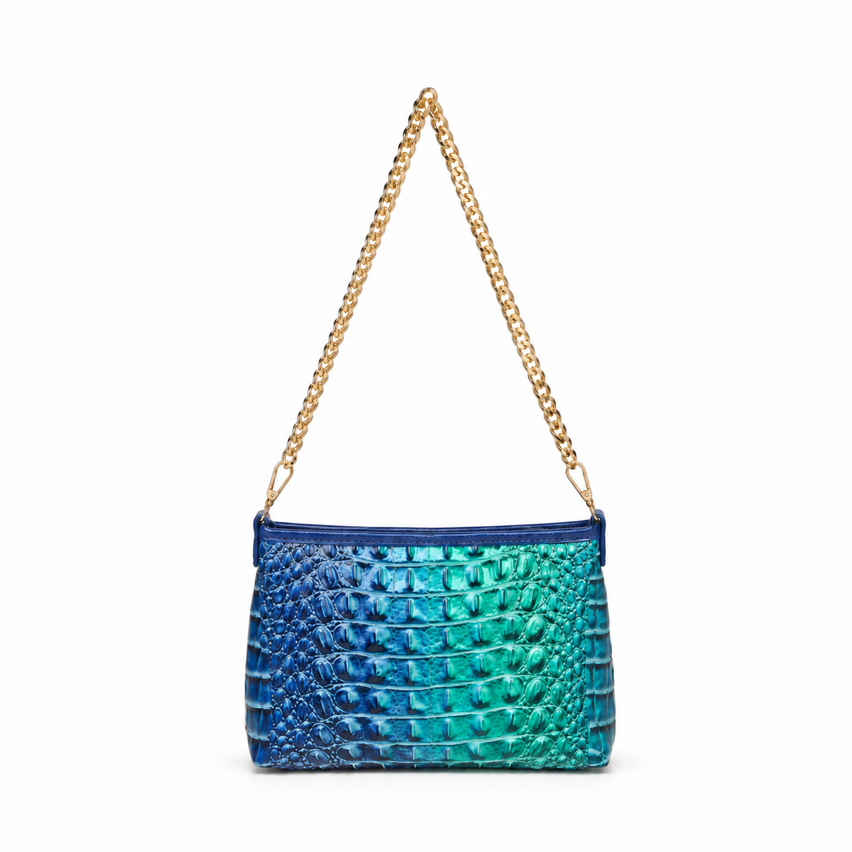 Iridescent Crocodile Chain Shoulder Bag