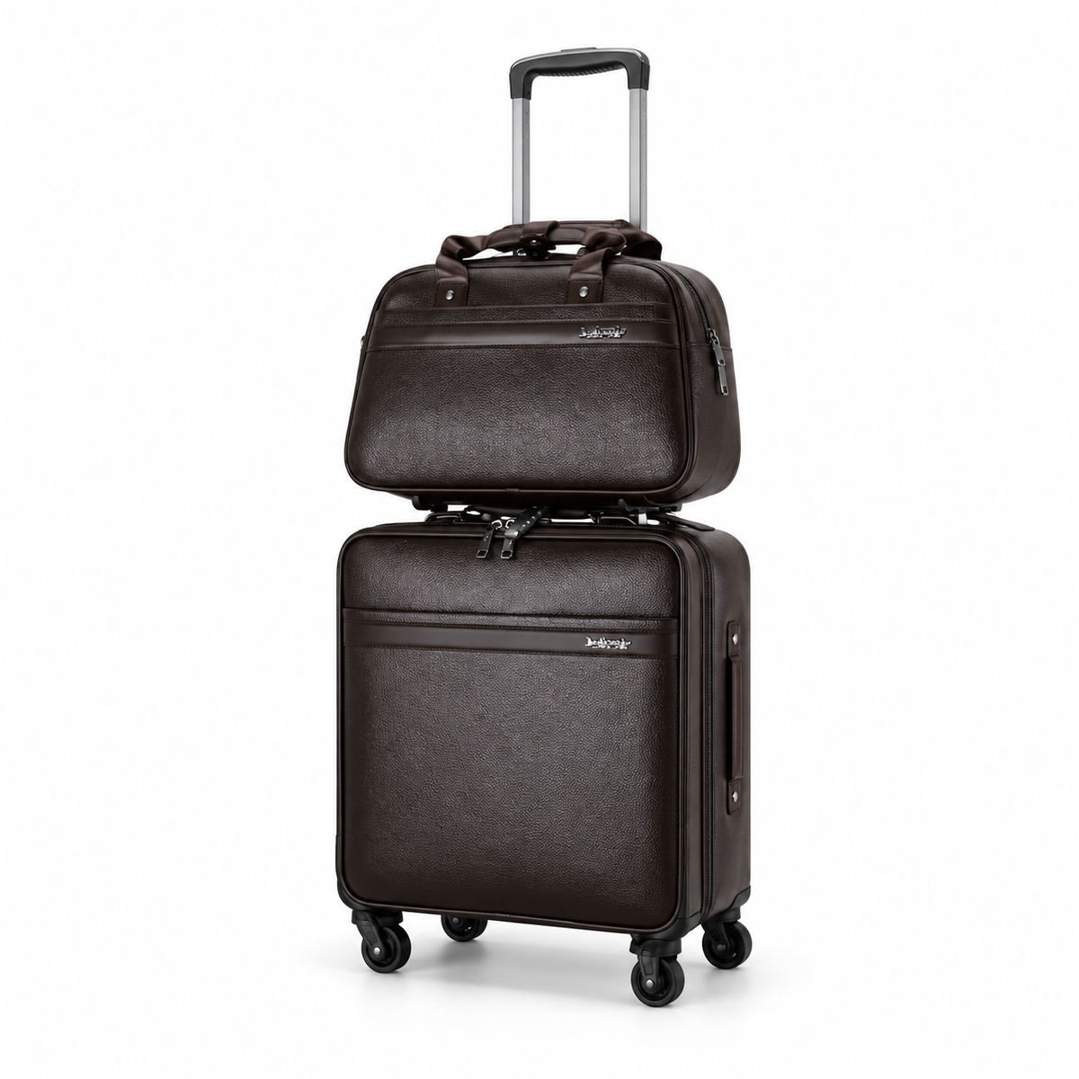 Dark Brown Trolley Suitcase Travel Set