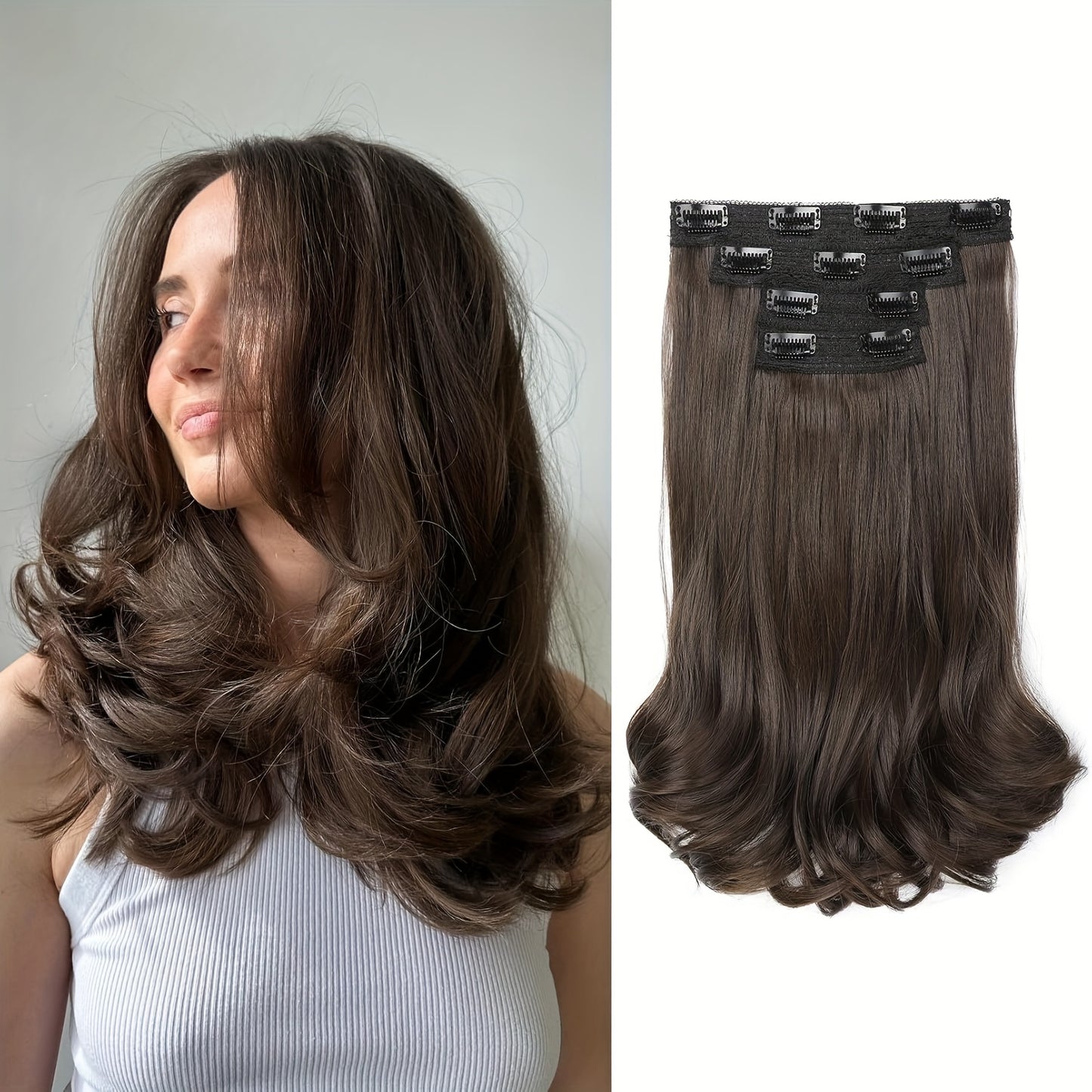 Clip In Hair Extensions, 4pcs Lace Weft Hair Extensions