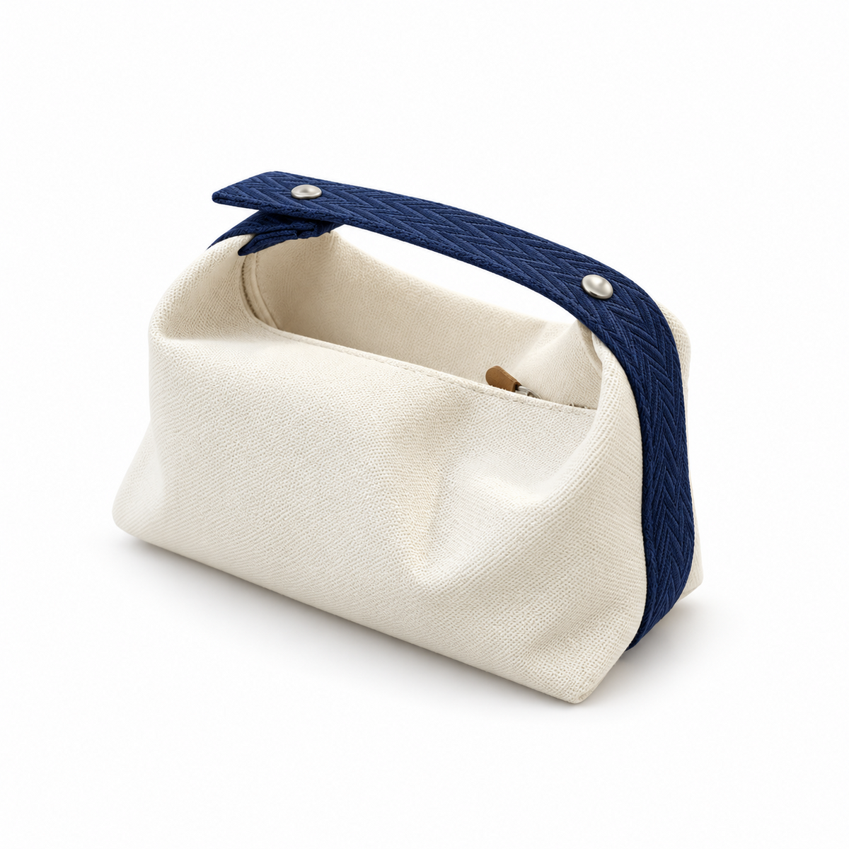 Ivory Canvas Bag With Blue Strap