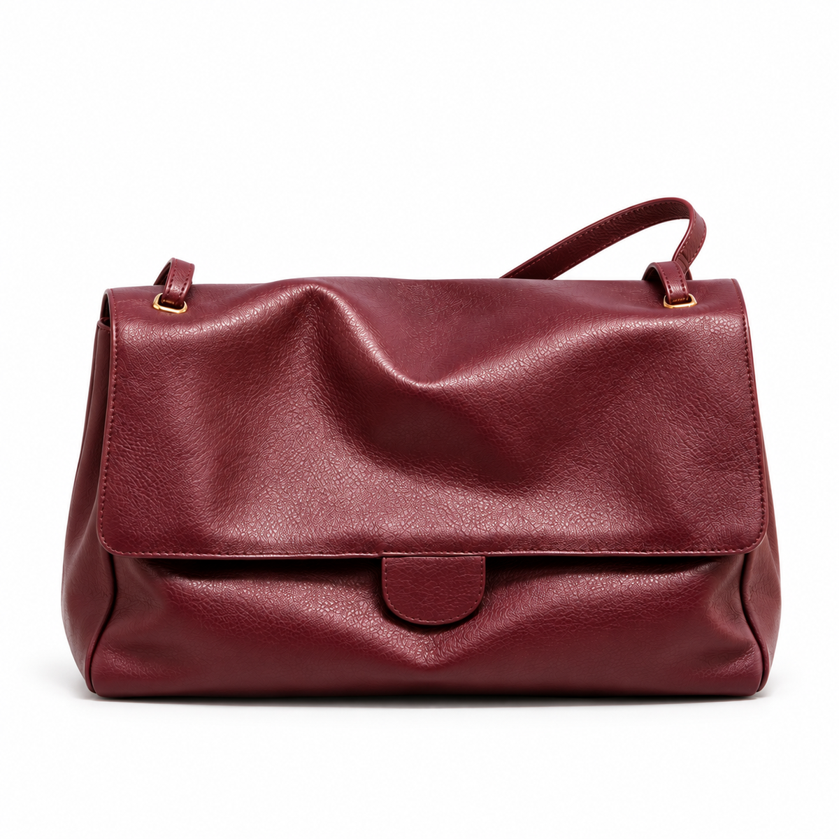 Burgundy Soft Leather Flap Shoulder Bag