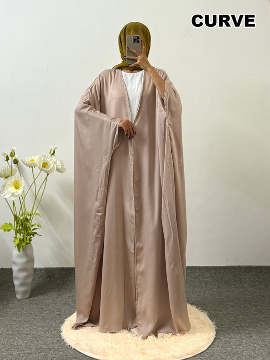 Extra Loose Plus Size Long Robe Solid Color Batwing Sleeve Abayas Outer Robe Middle Eastern Long Dress