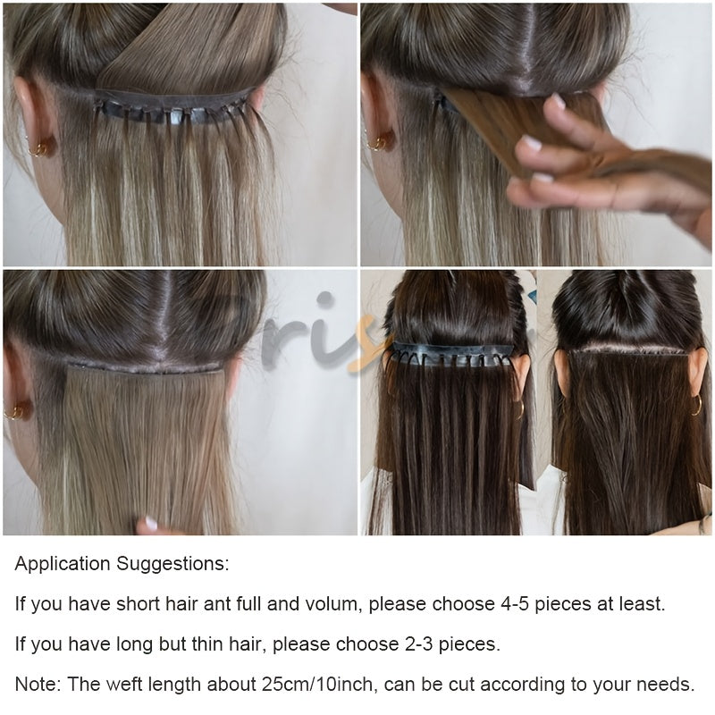 Double Inject PU Hole Weft Hair Extensions Natural Straight Hair Pieces For Women 12inch-40g/pack 16inch-40g/pack 24inch-50g/pack New Arrival Real Human Hair Hole Weft