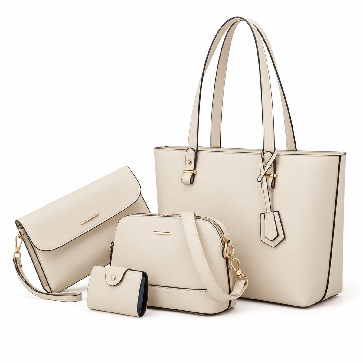 Elegant Ivory Four Piece Handbag Set