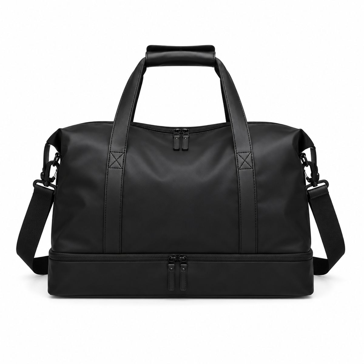Black Overnight Bag With Multiple Compartments