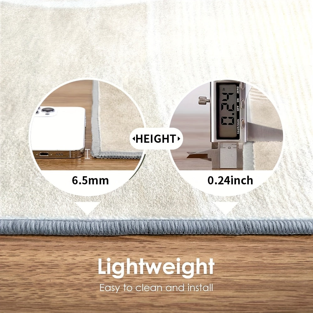 Velvet/850g/m² Velvet Nordic Style for Entryway, Backyard, and Sofa - Warm Cream Tone with a Strong Oceanic Aura. This Rug Brings a Mediterranean Feel to Your Home. Machine Washable, Non-slip, and Soft. Suitable for Bedroom,