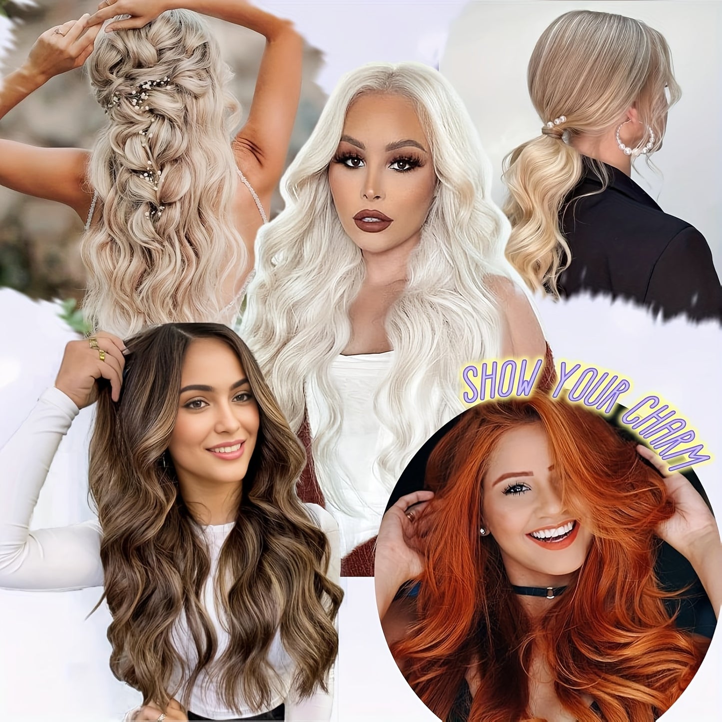 Clip In Hair Extensions For Women 20 Inch 5pcs Long Wavy Curly Auburn Copper Red Hair Extensions Clip Ins Full Head Synthetic Hair Extension For Women