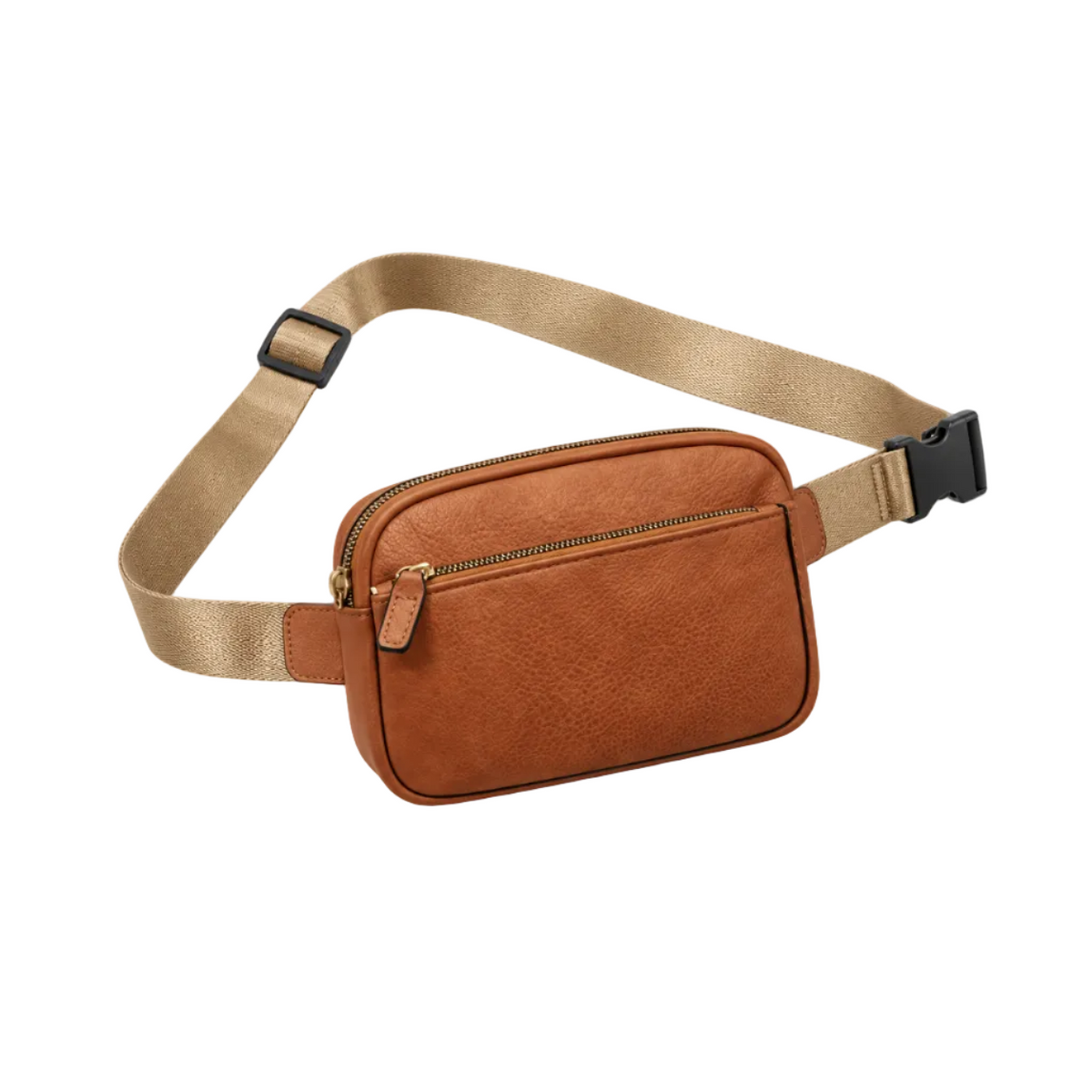Brown Textured Waist Bag Adjustable Strap