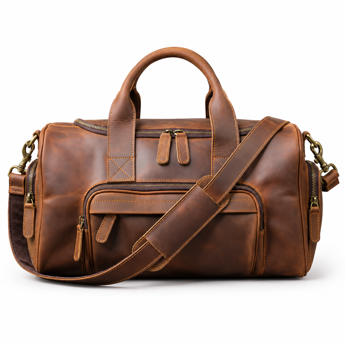 Vintage Brown Overnight Duffel Travel Bag