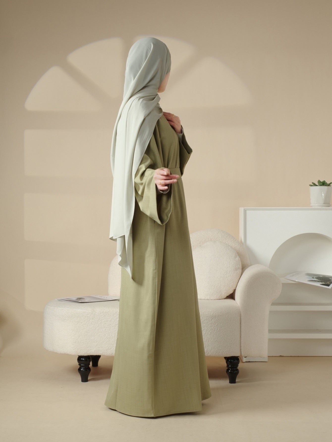 Plain Abaya with Pockets 2pcs Set Elegant Middle East Arab Islamic Muslim Style Shawl Robe Smock Ramadan Prayer Dress Long Skirt Jilbaab Abaya Women's Women Solid Color