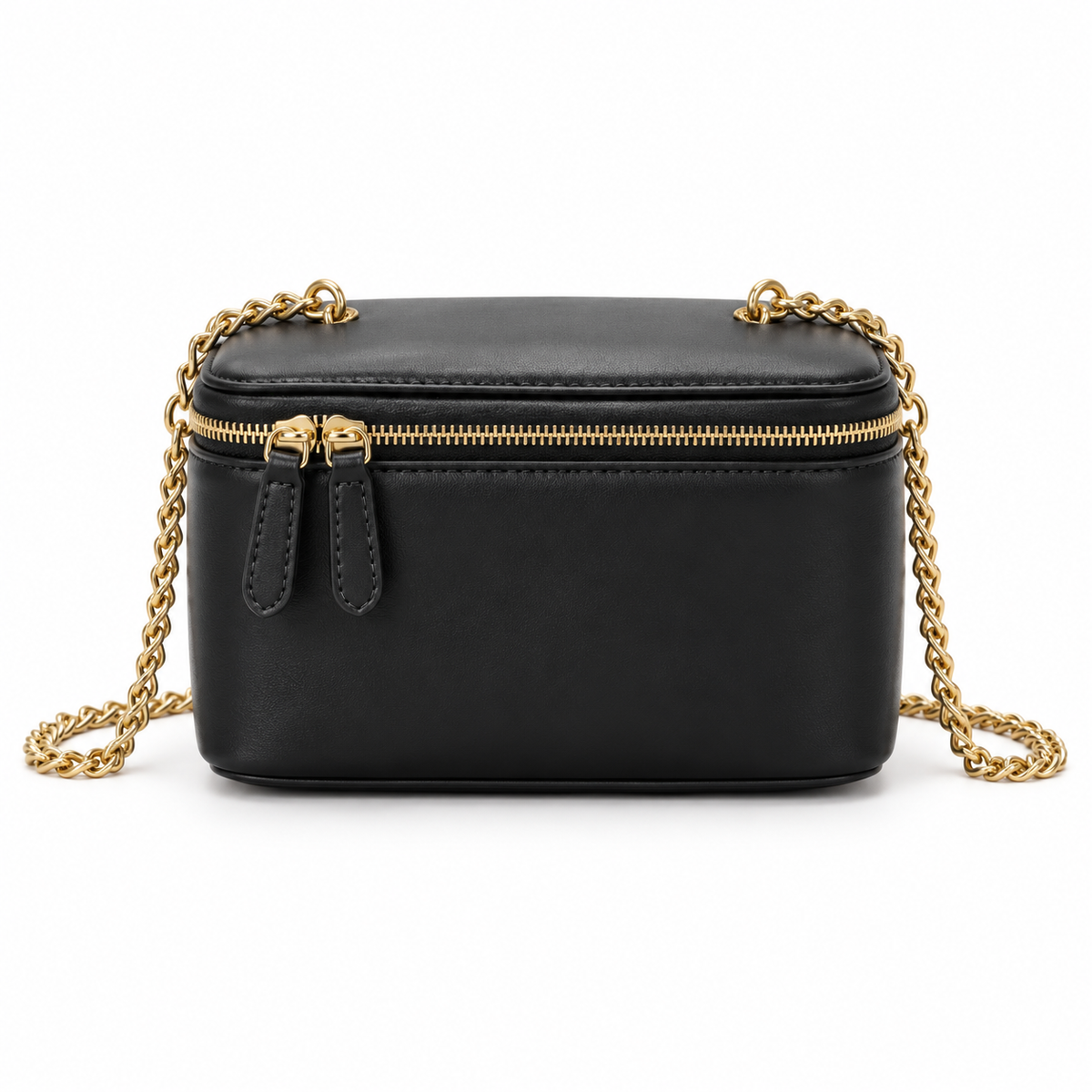 Black Vegan Leather Vanity Crossbody Bag