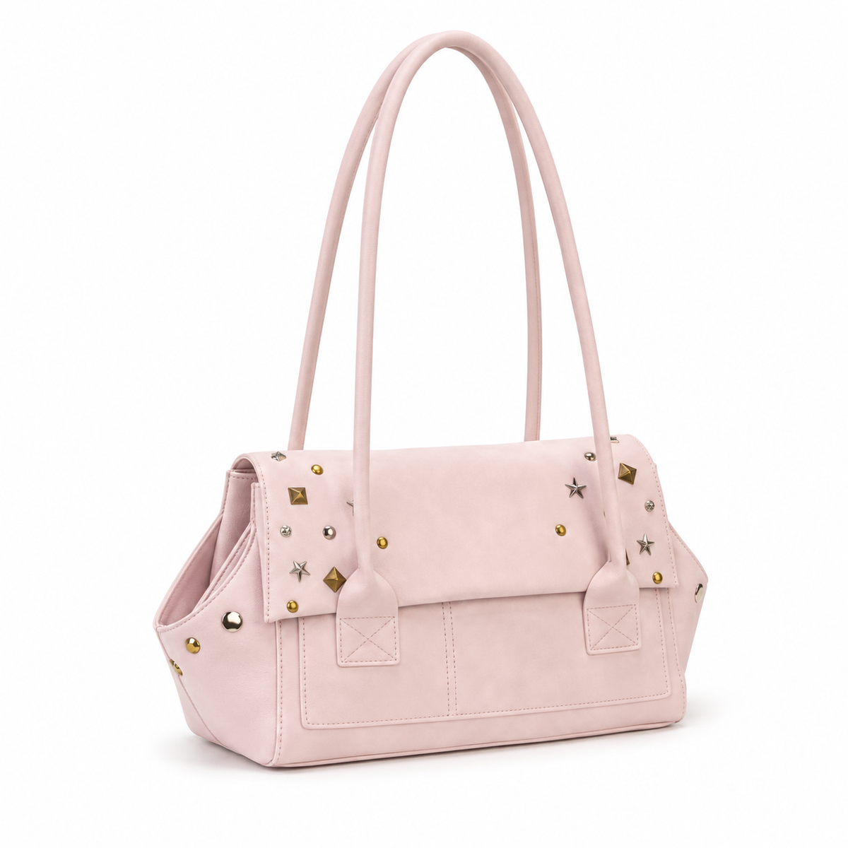 Vintage Blush Pink Star Studded Shoulder Bag