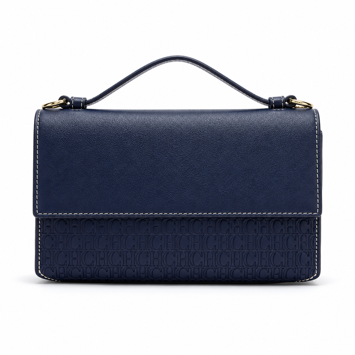 Navy Blue Embossed Leather Evening Clutch