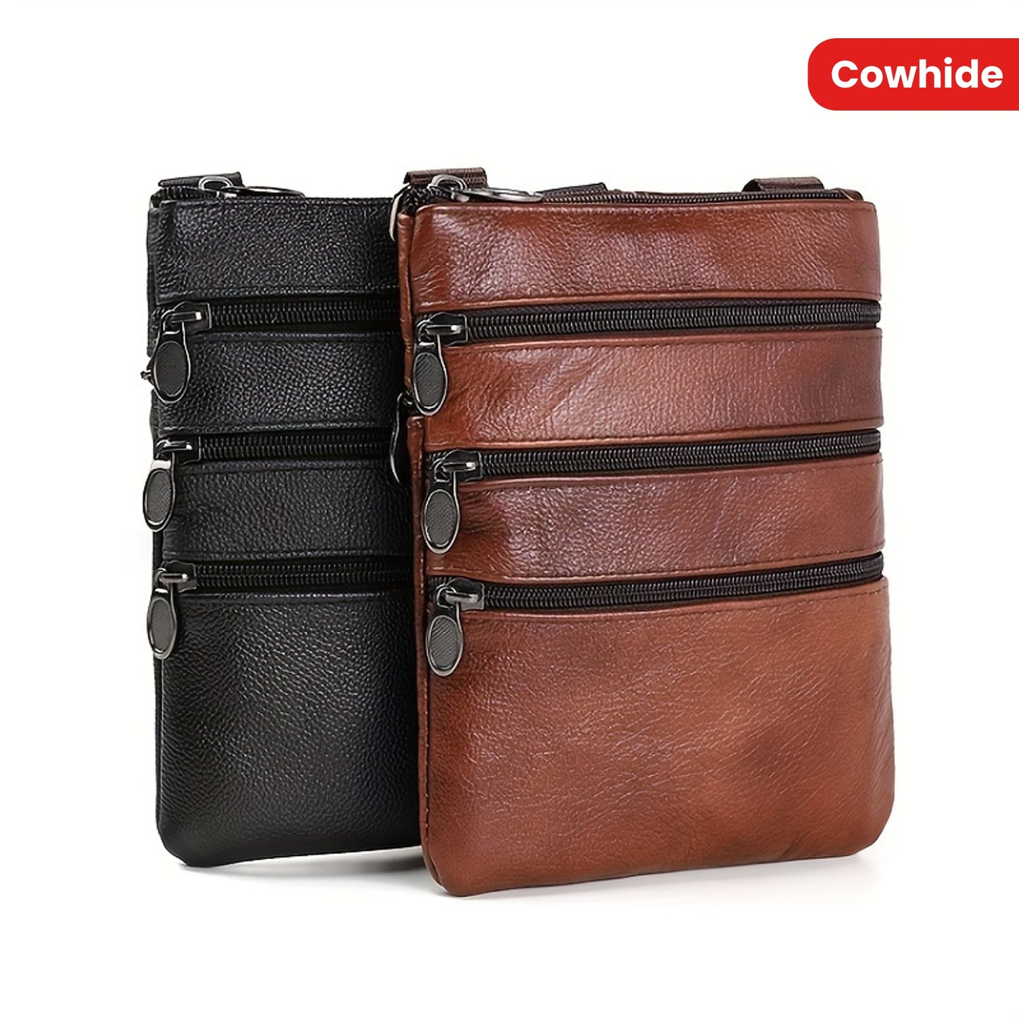 Men's Genuine Cowhide Leather Sling Bag, Shoulder Bag, Casual And Fashionable Crossbody Bag