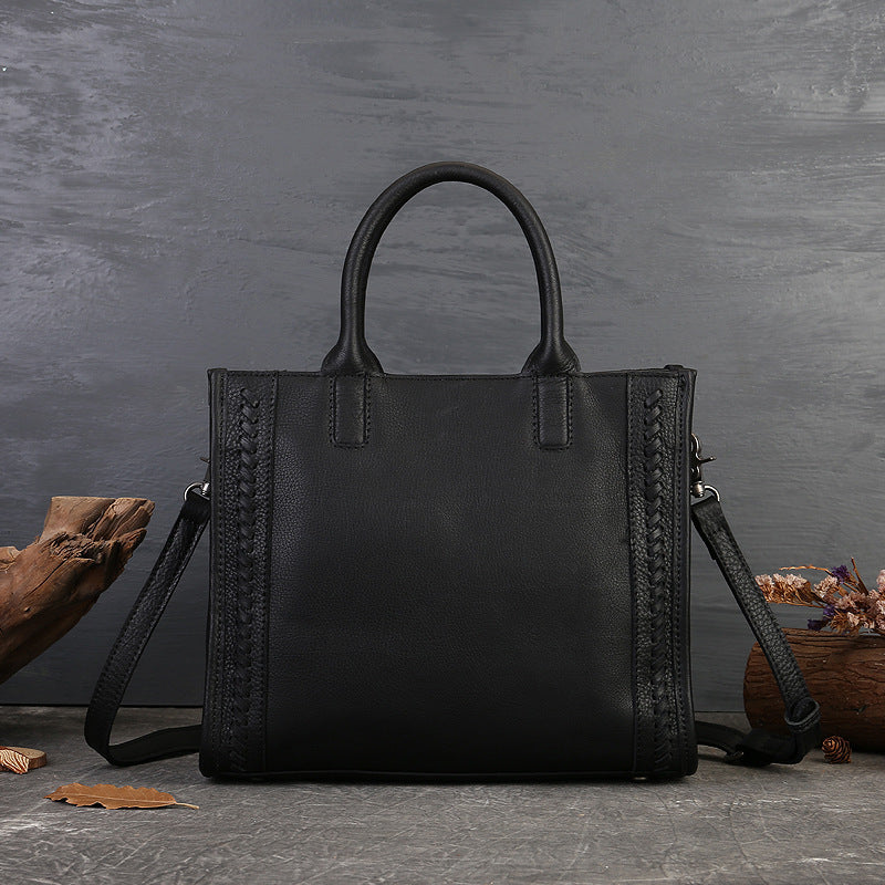 Top-Grain Cowhide Backpack for Men's Casual Travel, Retro Large-Capacity Genuine Leather Tote Lock Shoulder Bag