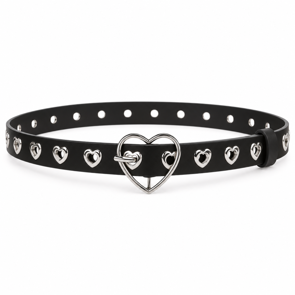 Black Heart Pouch Belt With Buckle