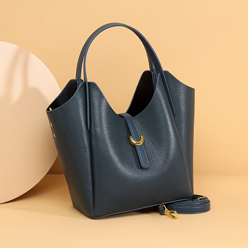 Leather Tote Bag for Women, Large Capacity, Classic Versatile Handbag with Zipper Closure, Edge Paint Detail, Perfect for Office Commute - Mixed Color