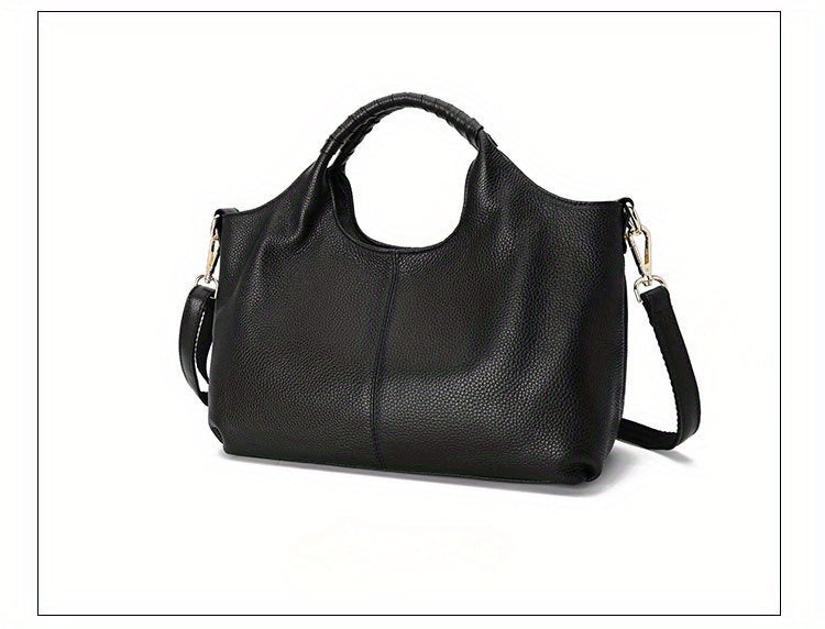Genuine Leather Women’s Handbag - Soft Cowhide Crossbody & Shoulder Bag with Zipper Closure