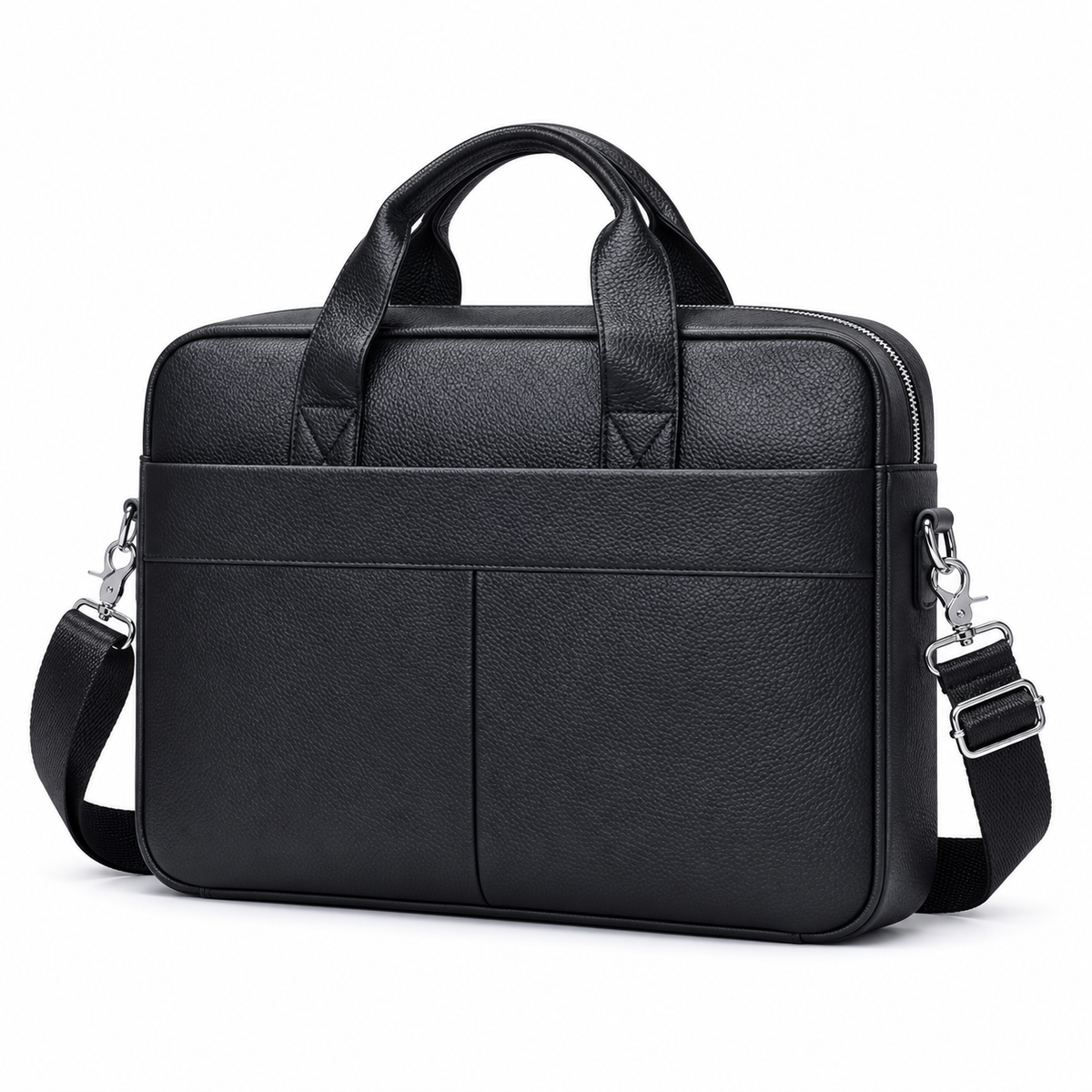 Classic Black Leather Briefcase Shoulder Bag