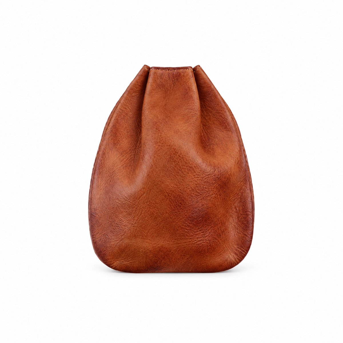 Vintage Brown Vegan Leather Drawstring Bag