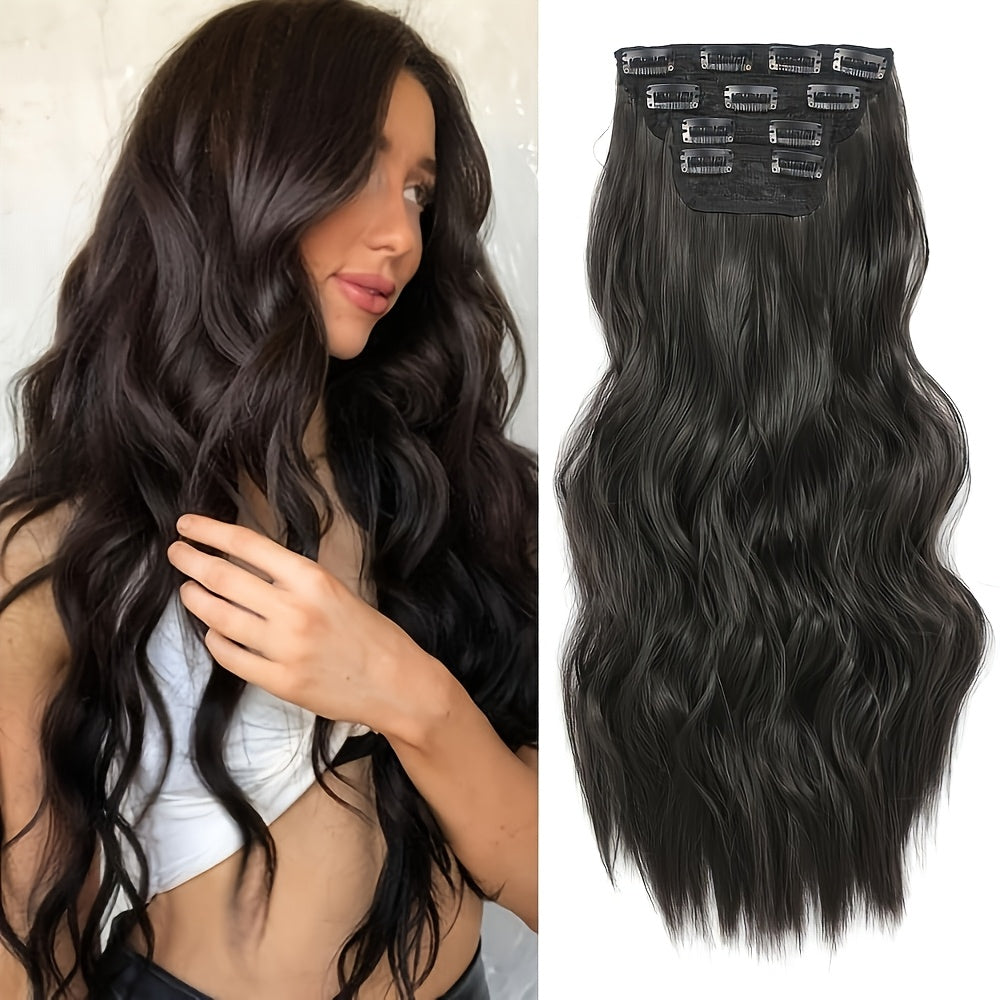 Clip In Hair Extensions For Women 20 Inch 5pcs Long Wavy Curly Auburn Copper Red Hair Extensions Clip Ins Full Head Synthetic Hair Extension For Women