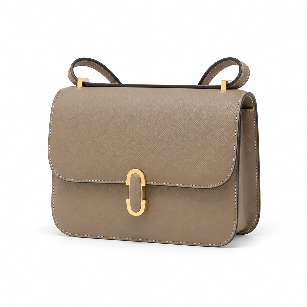 Elegant Khaki Textured Crossbody Shoulder Bag